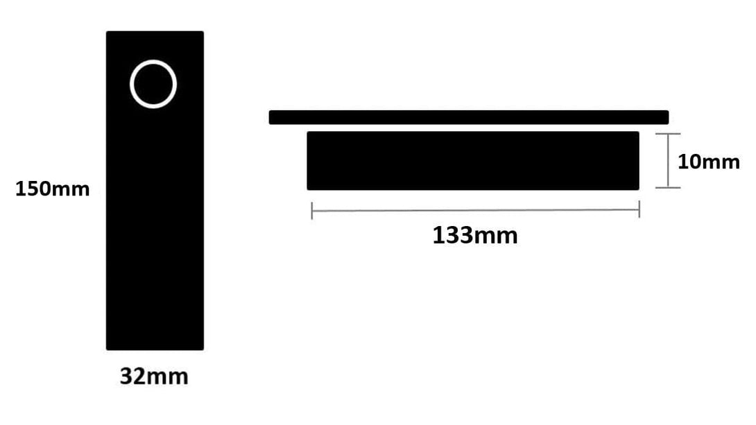 150 door bolt dimensions