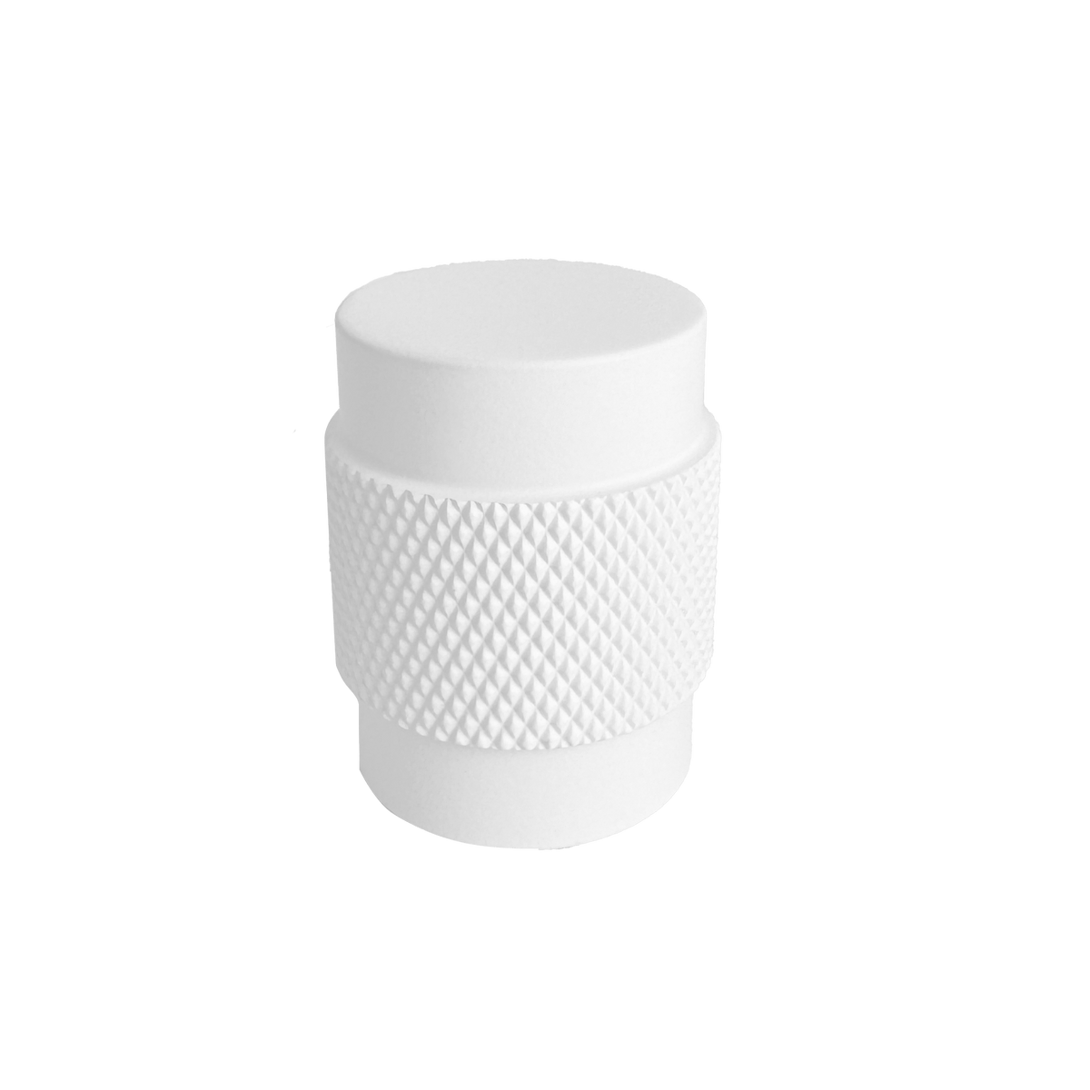White Knurled Rounded Cupboard Knob 25mm