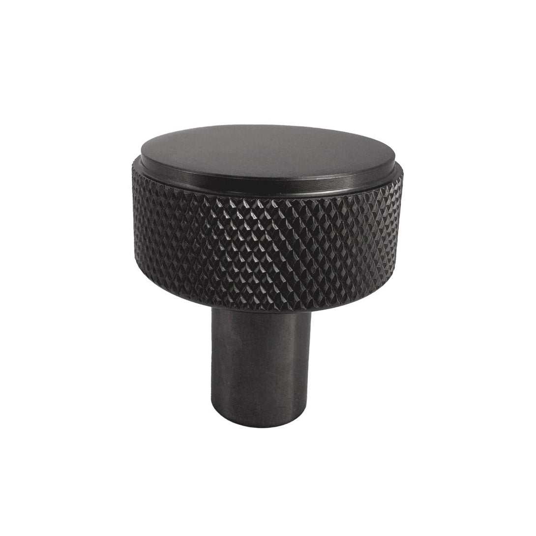 Gunmetal Grey Knurled Disc Cupboard Knob 35mm