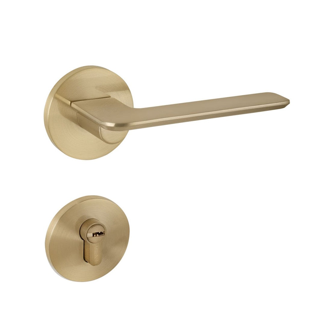 63mm Brushed Brass Entrance Set Mucheln Edge Series
