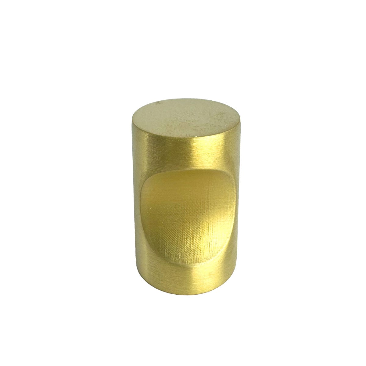 Brushed Brass Indent Finger Pull Cupboard Knob, 20mm