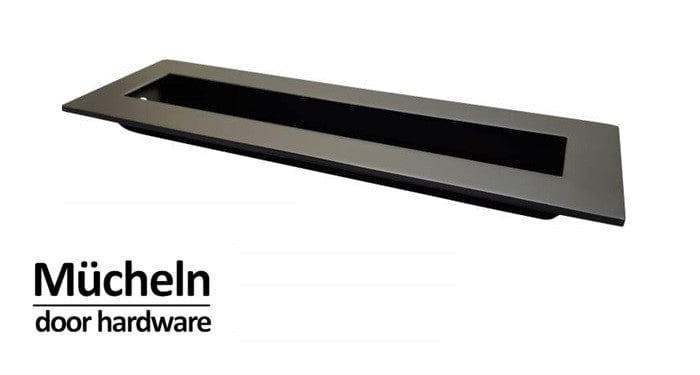 Black Flush Pull Handle 150mm Rectangle side