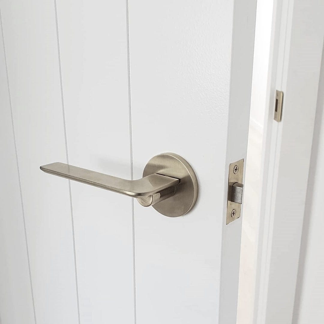 satin nickel door handle lever mucheln front