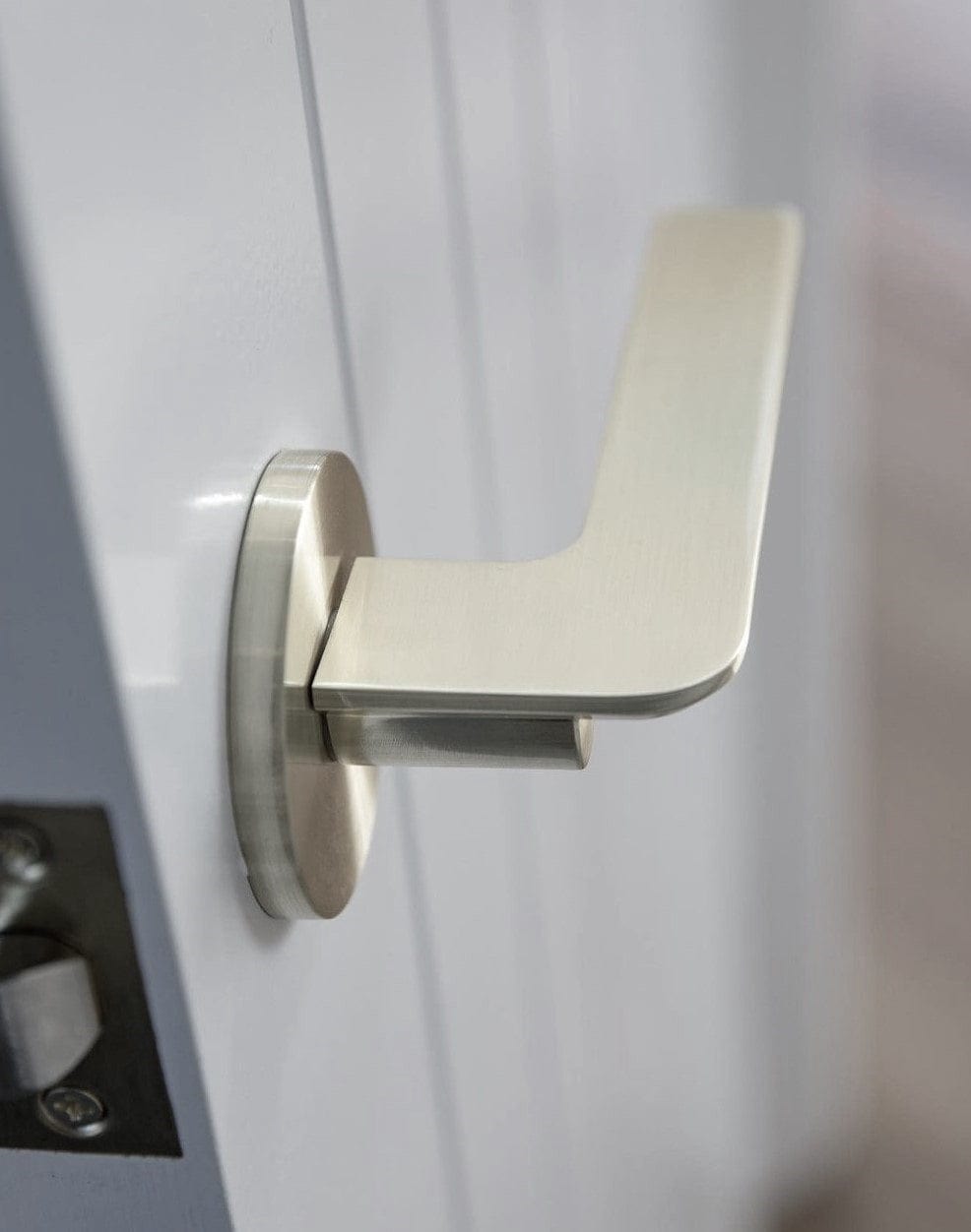 satin nickel door handle lever mucheln